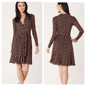 Diane von Furstenberg DVF Brenda Paisley Print Mesh Faux Wrap Dress II16
